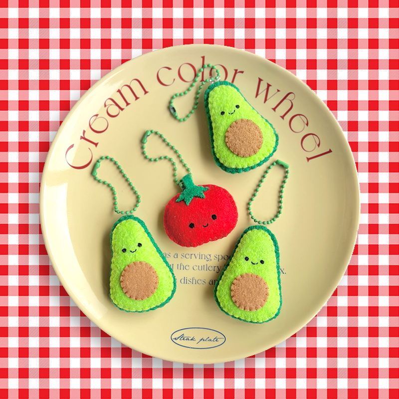 Avacado & Tomato Plush Keychain