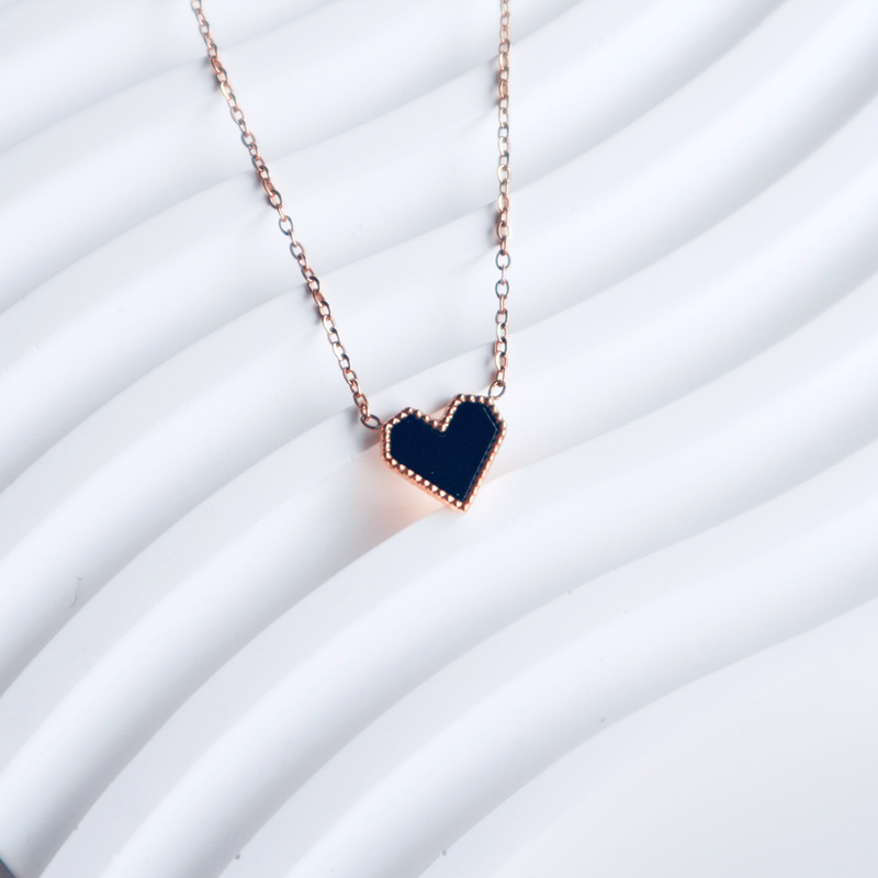 Gold Rimmed Heart Necklace