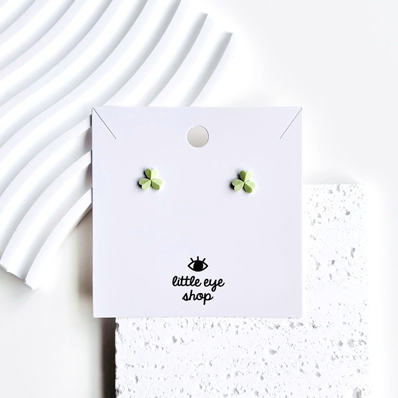 Green Clover Stud Earrings