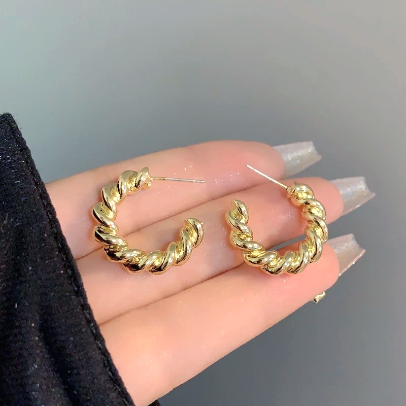 Twisted Gold Hoop Earrings