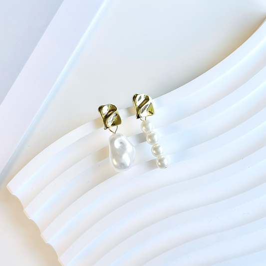 Asymmetrical Pearl Drop Earrings