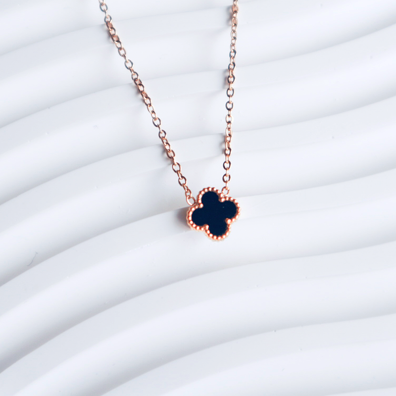 Gold Rimmed Clover Necklace