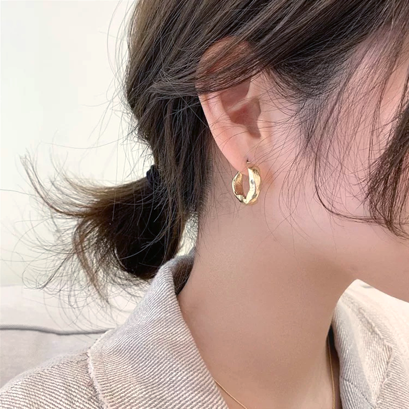 Gold Abstract Hoop Earrings