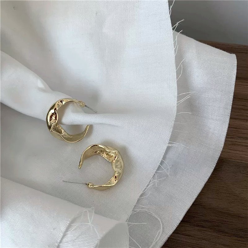 Gold Abstract Hoop Earrings