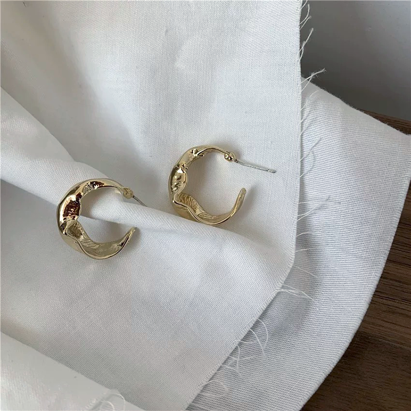 Gold Abstract Hoop Earrings