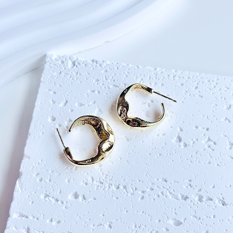 Gold Abstract Hoop Earrings