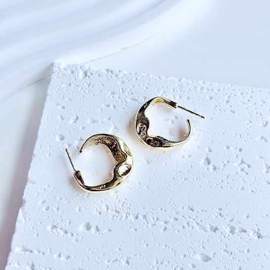 Gold Abstract Hoop Earrings