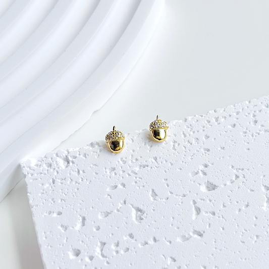 Gold Acorn Stud Earrings