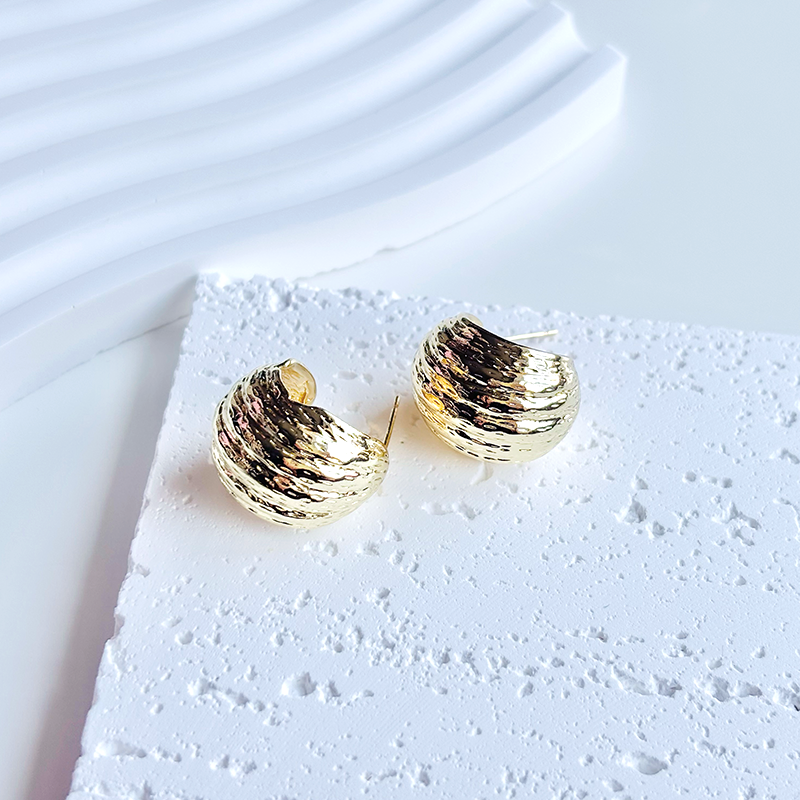 Gold Dome Stud Earrings