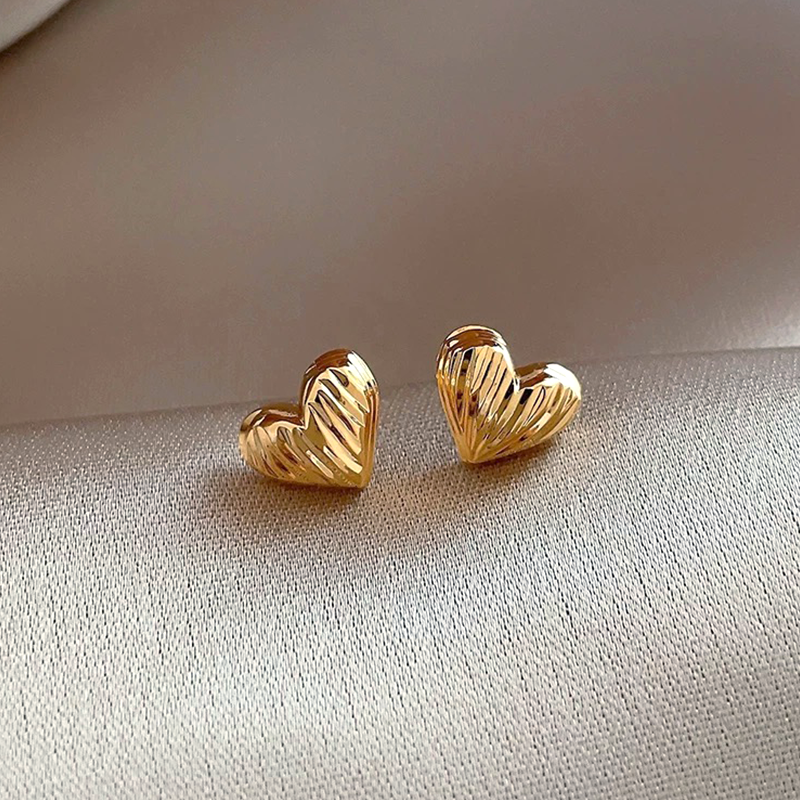 Gold Heart Stud Earrings