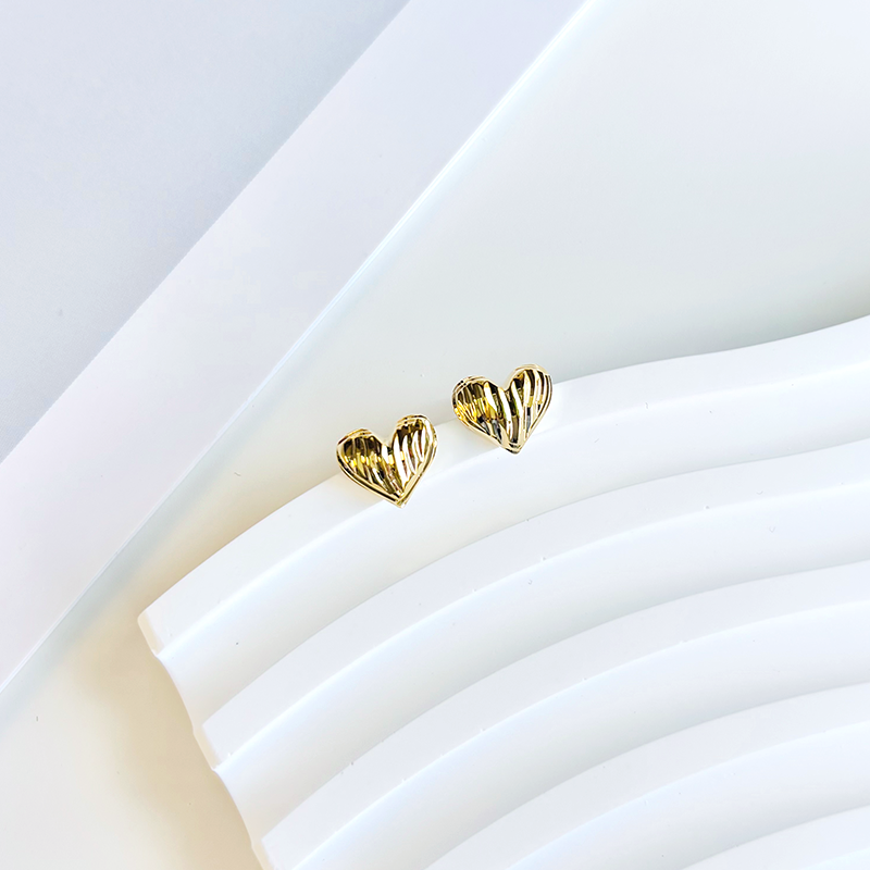 Gold Heart Stud Earrings