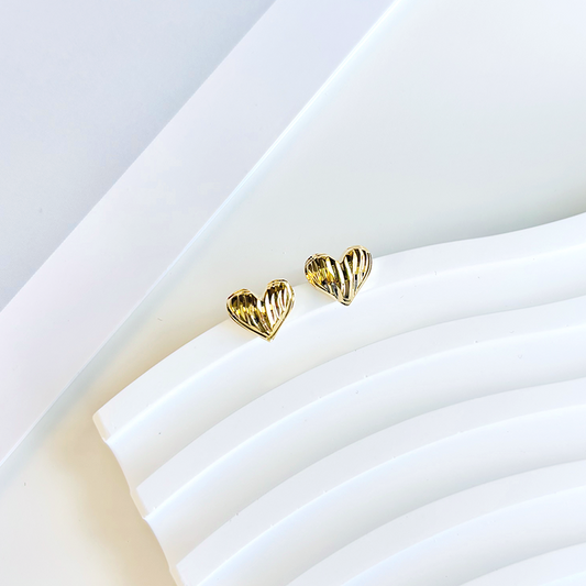 Gold Heart Stud Earrings
