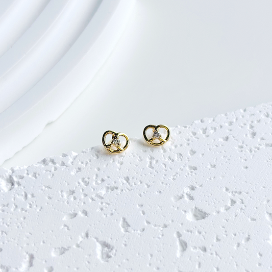 Gold Pretzel Stud Earrings