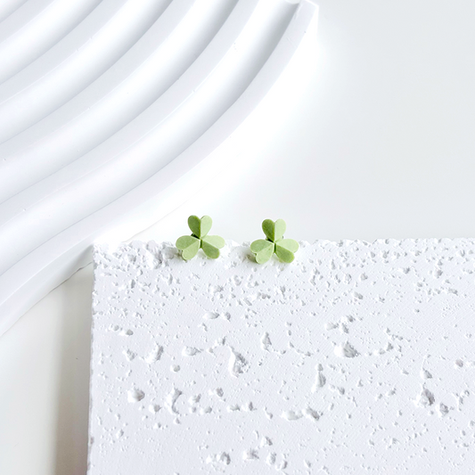 Green Clover Stud Earrings