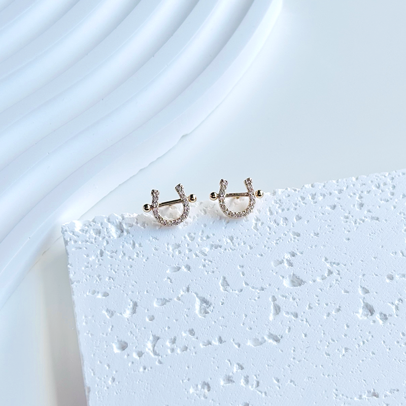 Horseshoe Gem Stud Earrings