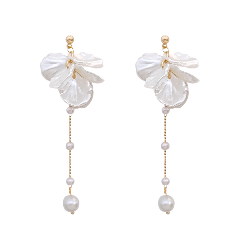 Mermaid Shell Dangly Pearl Earrings