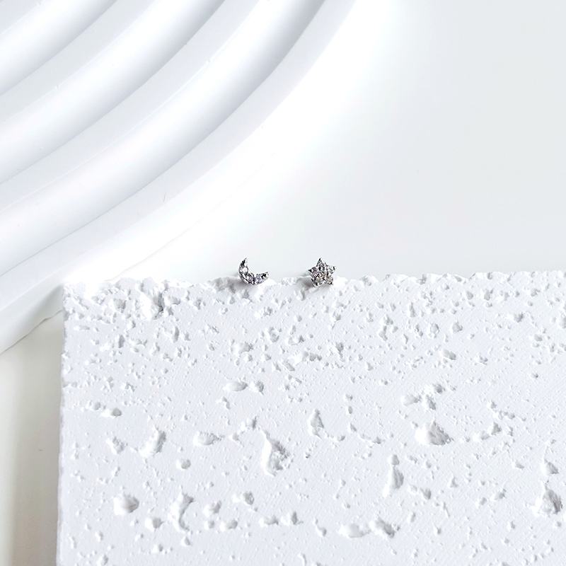 Moon & Star Gem Stud Earrings