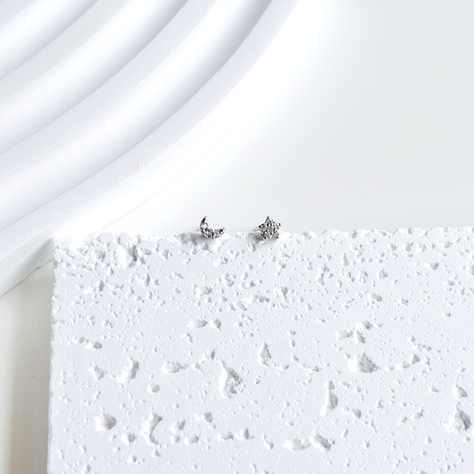 Moon & Star Gem Stud Earrings