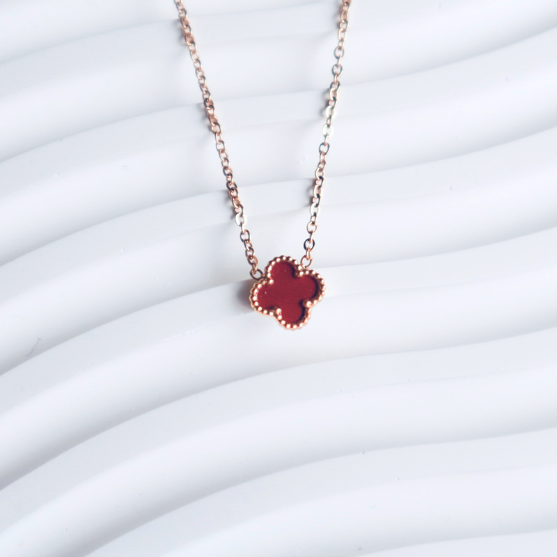 Gold Rimmed Clover Necklace