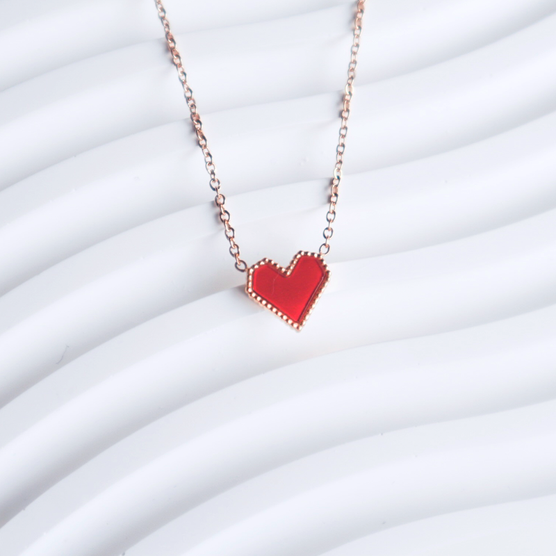 Gold Rimmed Heart Necklace