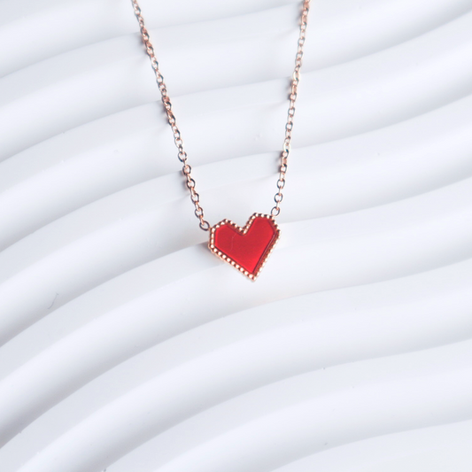 Gold Rimmed Heart Necklace