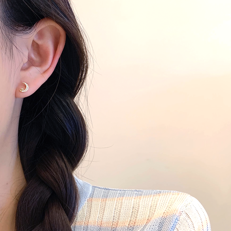 Saturn & Moon Stud Earrings