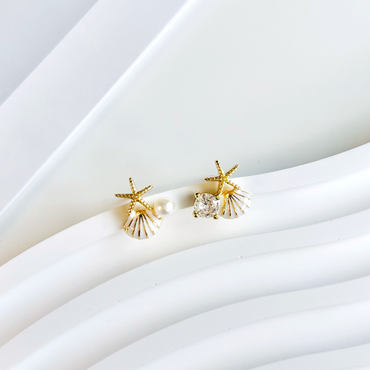 Starfish & Shell Stud Earrings