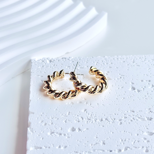 Twisted Gold Hoop Earrings