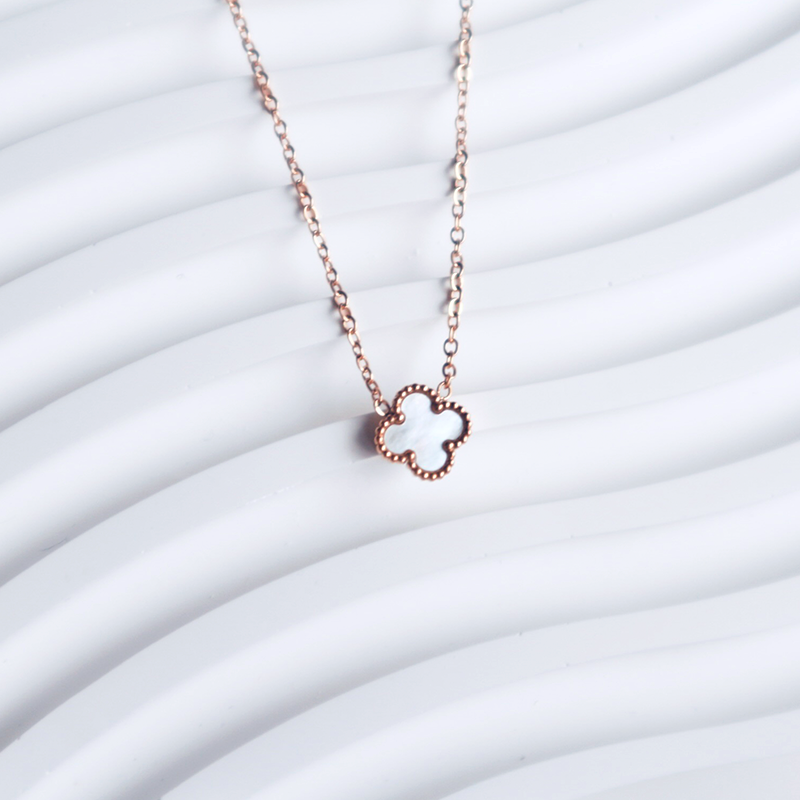 Gold Rimmed Clover Necklace