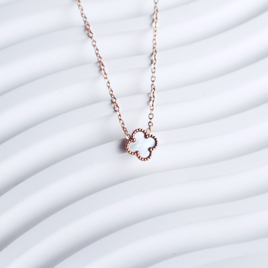 Gold Rimmed Clover Necklace