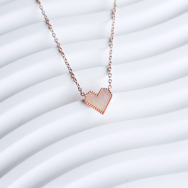 Gold Rimmed Heart Necklace