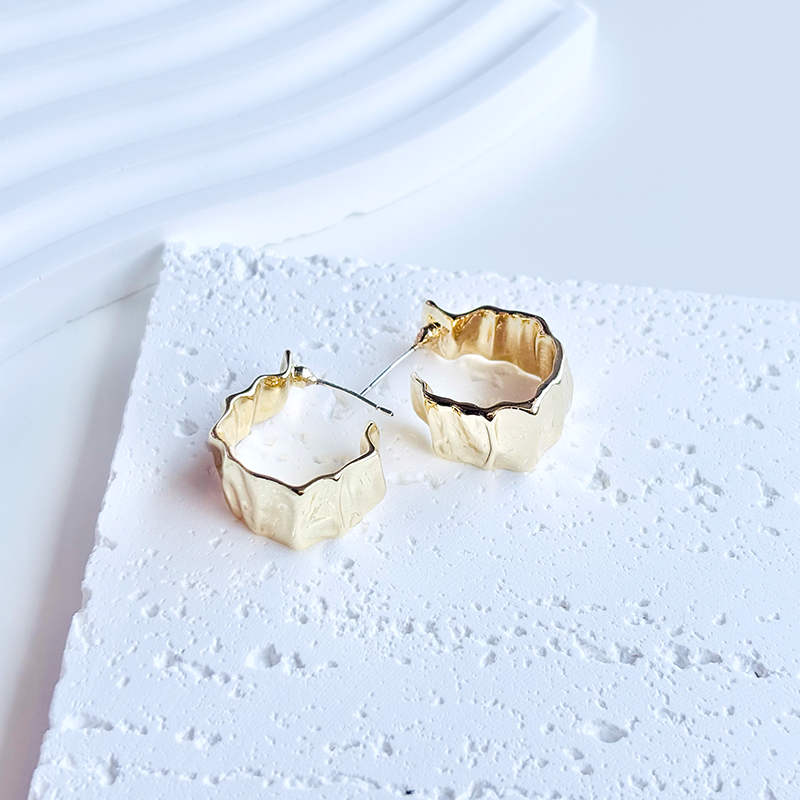 Scrunch Gold Hoop Earrings