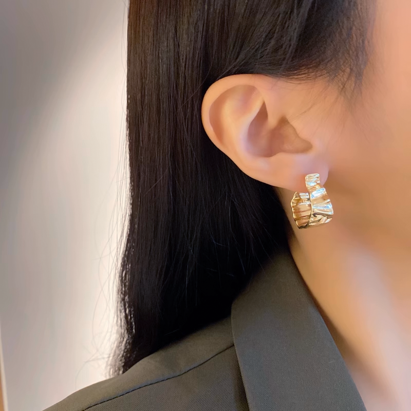 Scrunch Gold Hoop Earrings